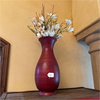 Large Floral Wood Vase