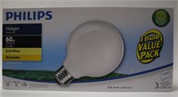 PHILIPS HALOGEN 60W SOFT WHITE G25 PACK OF 3