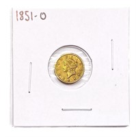 1851-O Rare Gold Dollar ABOUT UNCIRCULATED