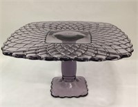 L. E. Smith Amethyst Glass Cake Plate