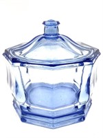 Blue Glass Lidded Dish 5.5” x 5.5”