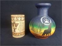 Pair Of Signed Native American Pottery Vases