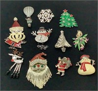 11 Various Christmas Brooches