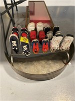 SHOE RACK FULL OF BOYS SHOES OF ALL SIZES, METAL