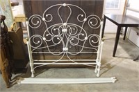 Antique Cast Iron Bed with Brass Knobs
