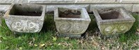 3 MATCHING CONCRETE PLANTERS