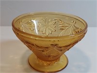 Amber Tiara Pedestal Bowl Vintage Sandwich Glass