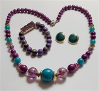 PURPLE & TURQUOISE COLOR JEWELRY SET