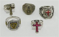 5 Religious Costume Jewelry Rings