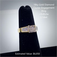 18kt Diamond Cluster Engagement Ring, ~0.45ctw