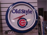 Old Style Beer wall clock with Chicago Cubs