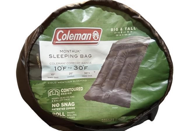 Coleman Montauk Big & Tall Sleeping Bag, Green, Up
