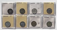CANADA: 1913-1920 Silver 5 Cent Date Run Lot