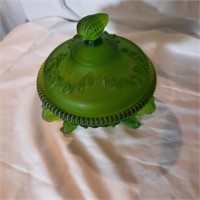 Westmoreland Green Satin 6" Footed Candy Dish