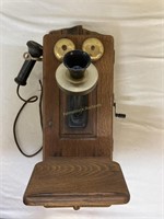 Antique Oak Julius Andrea & Son Wall Telephone