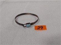 Sterling Silver clip bangle bracelet blue stone