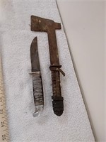 Western Field knife and vintage Hatchet