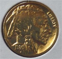 24k gold-plated 1936 buffalo nickel