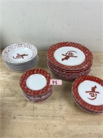 Red Japanese Plate Set