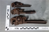 Lot three (3) assorted small pipe wrenches