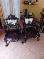 Asian carved arm chairs