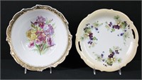 2 Pc Hand Painted Porcelain Bowl & Plate