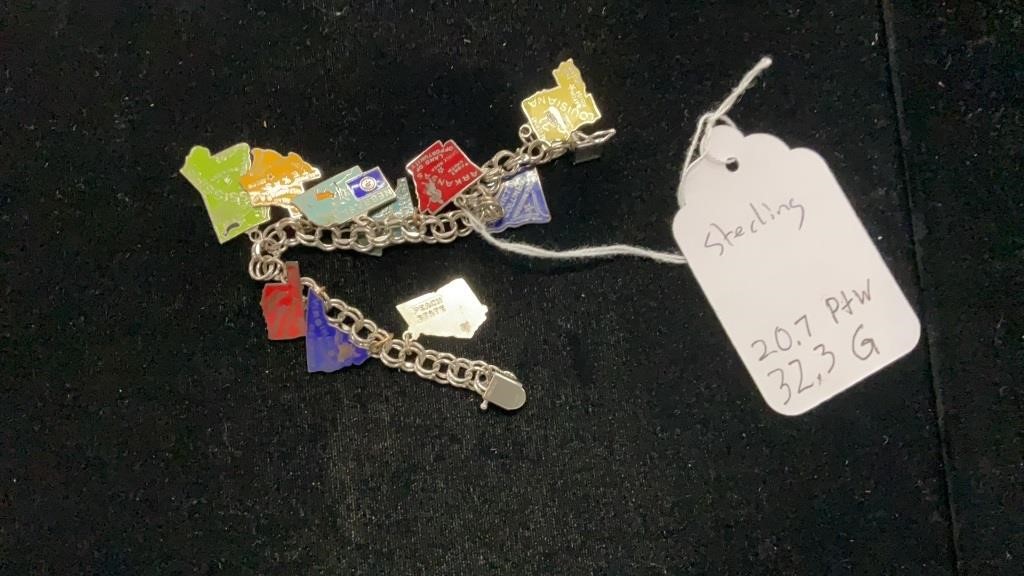 Silver States Charm Bracelet