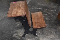 Vintage School Desk w/Iron Legs