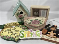 Birdhouse with Painted Flower, Wooden Box with