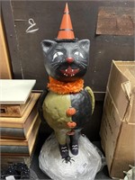 Paper mache Halloween cat decoration.