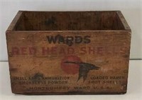 Wards Red Head Wooden Ammo Box