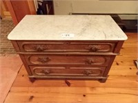 Marble Topped 3-Drawer Dresser with Hidden 4th