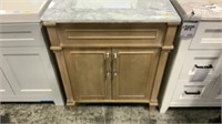 30” WHITE WASHED CARAMEL CABINET. VANITY TOP GRAY