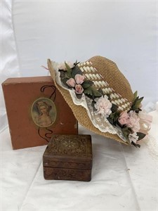 Decorative Hat Wood Box & Cardboard Box