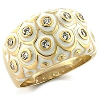 Gold Brass Ring with AAA Grade CZ  in Clear