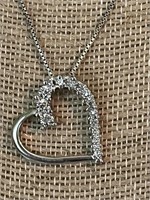 Sterling Silver & Diamond Chip Heart Necklace