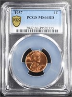 1957 LINCOLN CENT PCGS MS66RD
