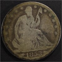 1853 SEATED LIBERTY HALF DOLLAR GOOD