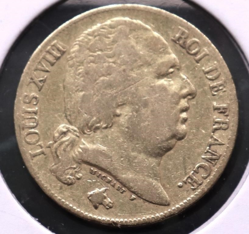 1818 FRANCE 20 GOLD FRANCS VF