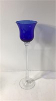 Tall Clear & Cobalt Blue Cordial Glass U16