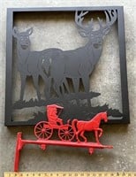 Nice metal deer sign  & metal horse carriage sign