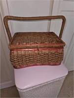 Vintage Sewing Basket & Contents