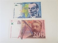 FRANCE Banknote 50&200 francs,similar at $65