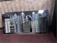 47 x 23.5 mirrored 3-D art cityscape