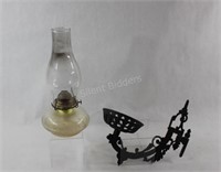 Pair of Early American Black Wrought Iron Lamp