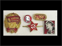 LOT OF 5 COMMUNIST LAPEL PINS - 1980'S