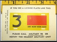 COMMUNIST CAR SPOTTER INFORMATION CARD - 1970