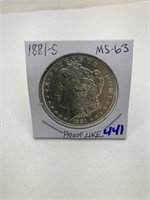 1881-S Silver Dollar MS 63