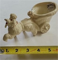 Vintage ceramic Poodle & Cart planter