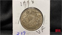 1938 Canadian 50 cent coin